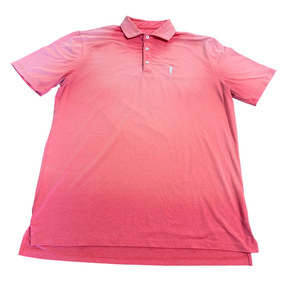 No Laying Up NLU Golf Polo Mens XL Washed Coral Red Golfer Silhouette 225821